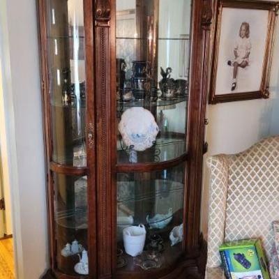 Bow front curio cabinet