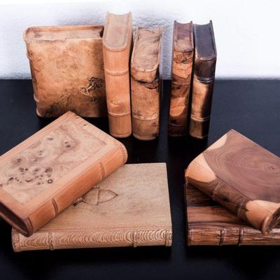Handcarved wooden books 4