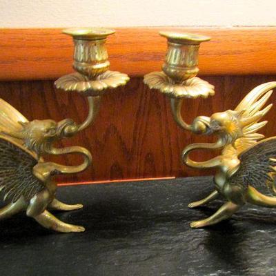 Amazing griffon brass candle holders