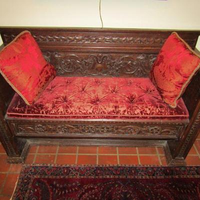 Antique storage settee