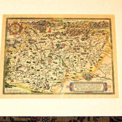 Antique 1579 map of Burgundy, France