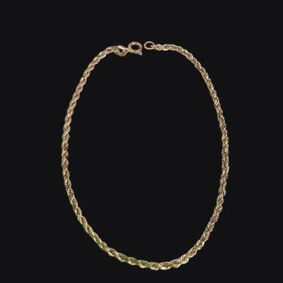LYZE226 14k Gold Rope Chain Bracelet	Stamped 14k.
