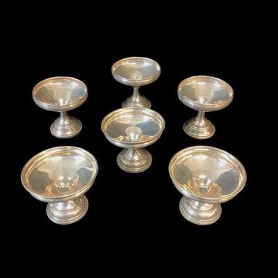 JEHA507 Antique Weighted Sterling Silver Compote/Sherbet Cups	2 sets of 3 weighted Sterling silver cups - one set is 3"x3.75"....