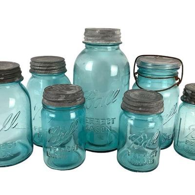 IRGR617 Antique Ball Mason Jars	This lot includes 7 Ball "perfect mason" jars ranging from 1910-1933 depending. This includes...
