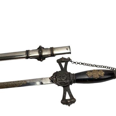 KIHE903 Vintage Knights Of St John Sword & Scabbard Fraternal Ceremonial Sword	Rare find, sword measures approximately 36 inches...