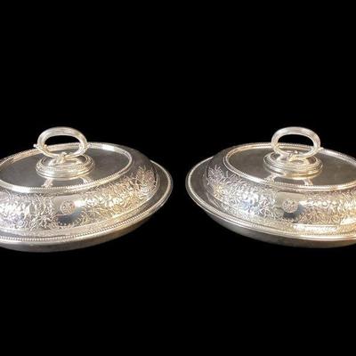 JEHA508 Two Silver Plated Golf Championship Dishes	2 lidded serving dishes - 1955 Women's Western Golf Association Championship,...