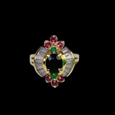 LYZE225 Vintage 14k, Multi-Stone Ladies Ring	Stamped 585k14, RBM. Has Multiple stones, size 6.5.
