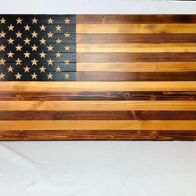 DEJE614 Popi’s Place, Wood, American Flag	This lot includes a Popi's Place handcrafted rustic American flag, made from repurposed...