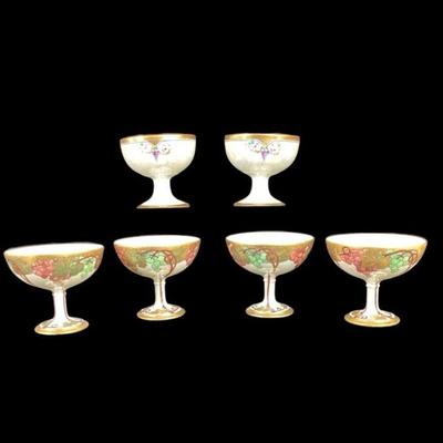 ROHU523 Antique Art Nouveau JPL & Jorgensen Limoges Dessert Cups	Four vintage JPL France Limoges dessert cups, hand painted and...