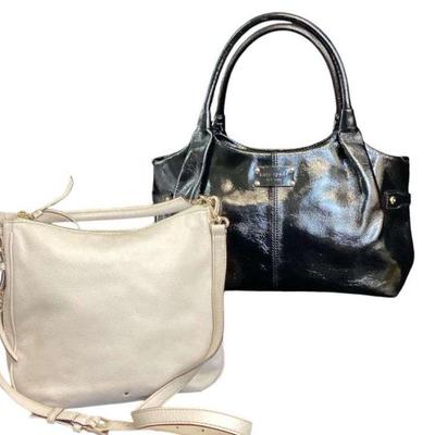 KAAR534 Two Kate Spade Purses	Kate Spade Cobble Hill Ella Hobo Satchel Crossbody, linen white leather. Kate Spade Stevie Satchel, black...
