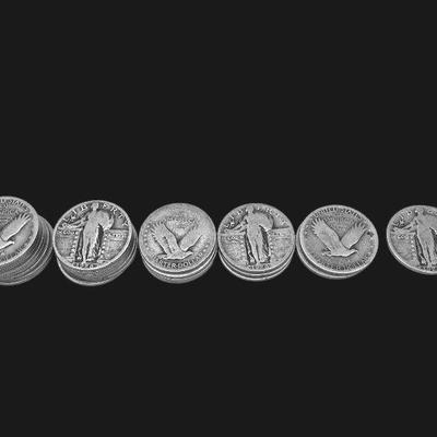 ALSH240 Mixed Dates Standing Liberty Quarters Set #4	24 Standing Liberty Quarters, some dates visible.
