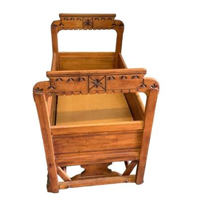 SAAL313 Vintage Carved Rocking Cradle	Beautiful large cradle measures approximately 38" Tall x 38.5" Wide x 26" Deep....