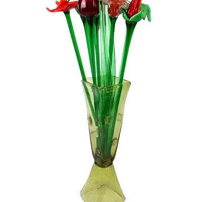DEJE202 Globe Village, Handcrafted Glass Flowers set#2	Assortment of 7 different glass flowers. Height of the flowers are...