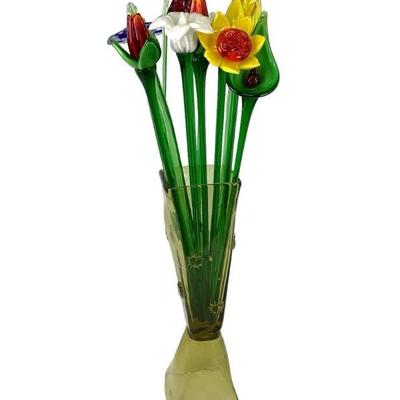 DEJE201 Global Village, Handcrafted Glass Flowers Set#1	Assortment of glass flowers. Height per flower are approximately..19