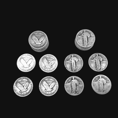 ALSH239 Mixed Dates Standing Liberty Quarters Set #3	24 Standing Liberty Quarters, some dates visible.
