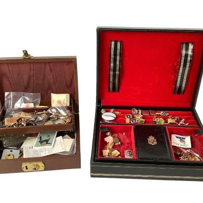 SAAL209 Mostly Men’s Vintage Jewelry	Lots of cufflinks, pins, and tie clasps. Mason Masonic stamped coin embossed raised Lincoln Penny...