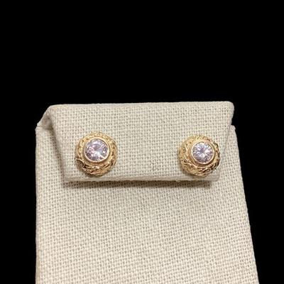 KIHE910 Stamped 14k And CZ Earrings	Stunning gold pierced stud earrings with quality CZ diamond centers. Weight is approximately 7.1...