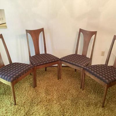 JEHA721 Mid-Century Modern Sculptra Broyhill 4 Chair Set	Made of walnut, these chairs are part of Broyholl's Premire line. It was...