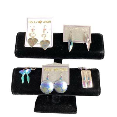 LYZE537 Five Pairs Holly Yashi Handcrafted Earrings	All are signed - 5 pairs
