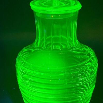 Uranium Glass Lidded Juice Carafe
