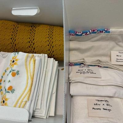 Box Of Linen #3 - Table Cloths & Embroidered Napkins
