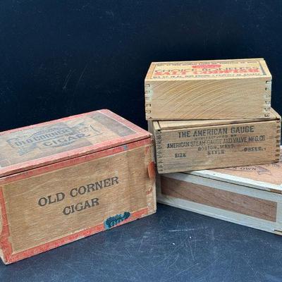 (4) Vintage Cigar & Cigar Style Boxes

