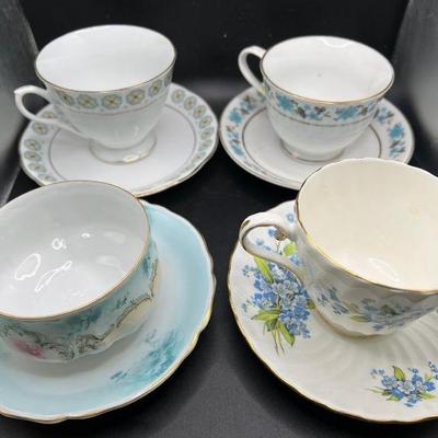 (4) Sets of Teacup & Saucer ft. Aynsley Bone China
