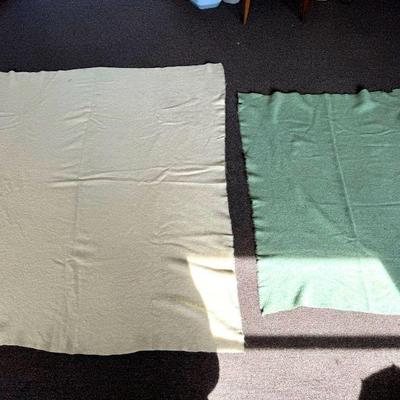 (2) Vintage Single Tone Wool Blankets
