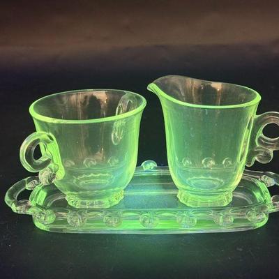 Heisey Creamer, Sugar Bowl, & Tray
