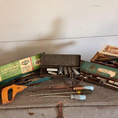 Variety Of Tool Boxes And Tools
