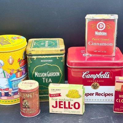 (7) Vintage/Antique Containers feat. Jell-O, Calumet
