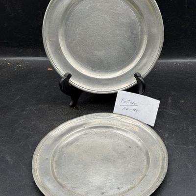 (2) Antique Pewter Chargers
