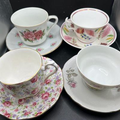 (4) Sets of Teacup & Saucer ft. FTD 1979 & Royal Albert
