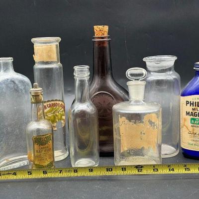 (8) Antique Glass Bottles Feat. Colgate
