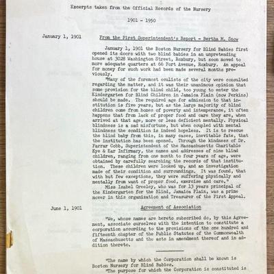 Fascinating Informational packet for BOSTON FOR BLIND BABIES
