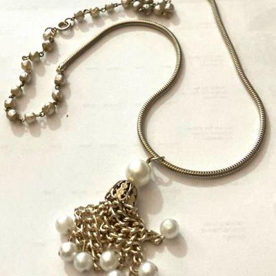 Chain & Faux Pearl Cluster