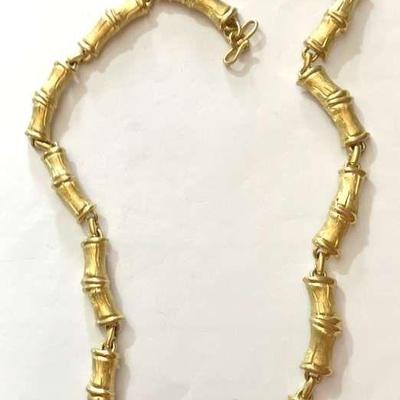 Gold Tone Bamboo Book Style Necklace
