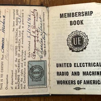 Membership Book "United Electrical Radio & Machine Workers of America 942"
