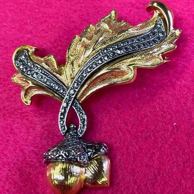 Unique Acorn Pin Signed
