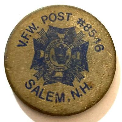 Wooden Token "Good for 1 Drink" at VFW Post #8546, Salem New Hampshire
