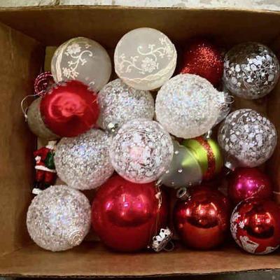 Box of Vintage Christmas Ornaments
