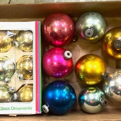 Box of Vintage Christmas Ornaments including Boxed W.T. Grant
