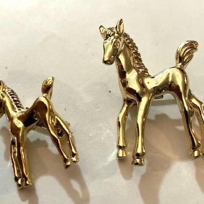 TWO Gold Tone DEER PINS
