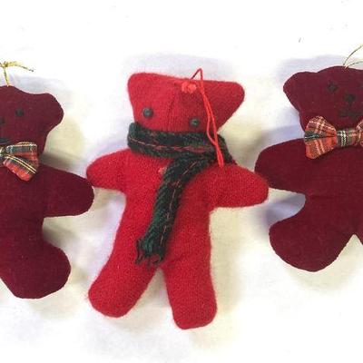 THREE Hand Made Primitive Bears, 3-4" Each
