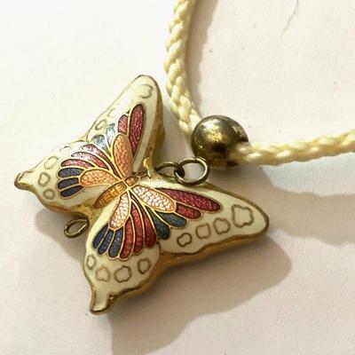 Rope Necklace with Butterfly Pendant
