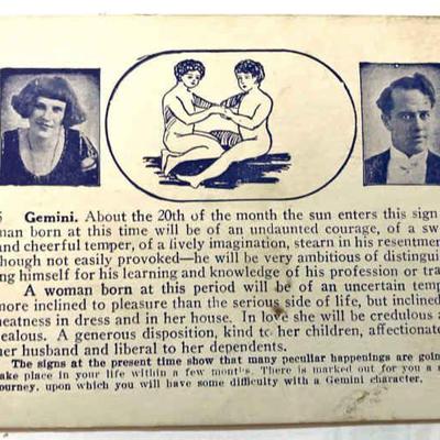 Vintage Gemini Astrological signed Card
