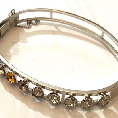 Silver Tone Bracelet with Multi Colored Stone