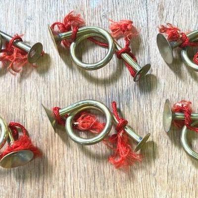 SIX Brass French Horn Ornaments
