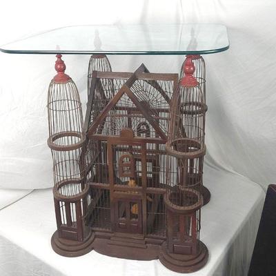 Antique Victorian Bird Cage Beautiful With Glass Table Top So Unique