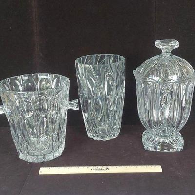 Three-Piece Crystal Vase Glass Bucket And Vase With Top